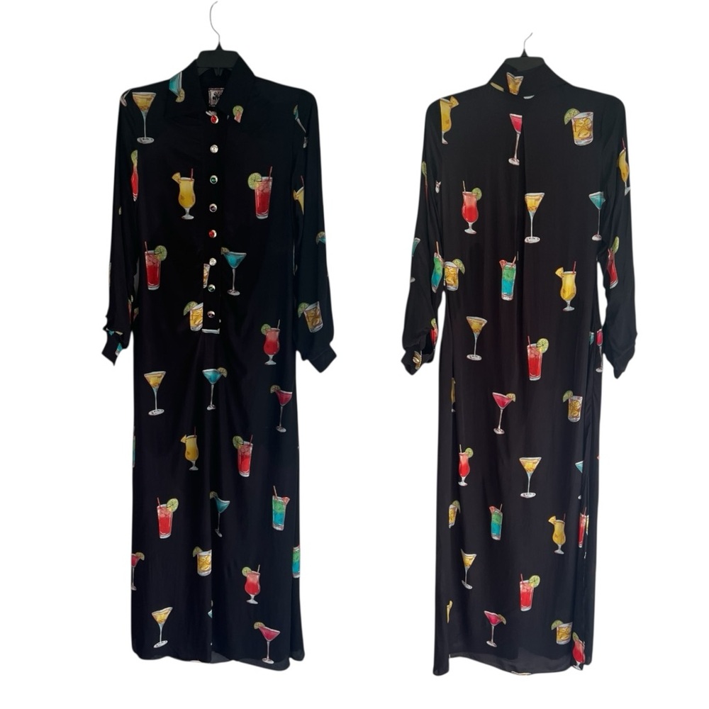 PARTY GIRL MAXI DRESS - CHEERS! Cocktails black size small 70’s chic jewels